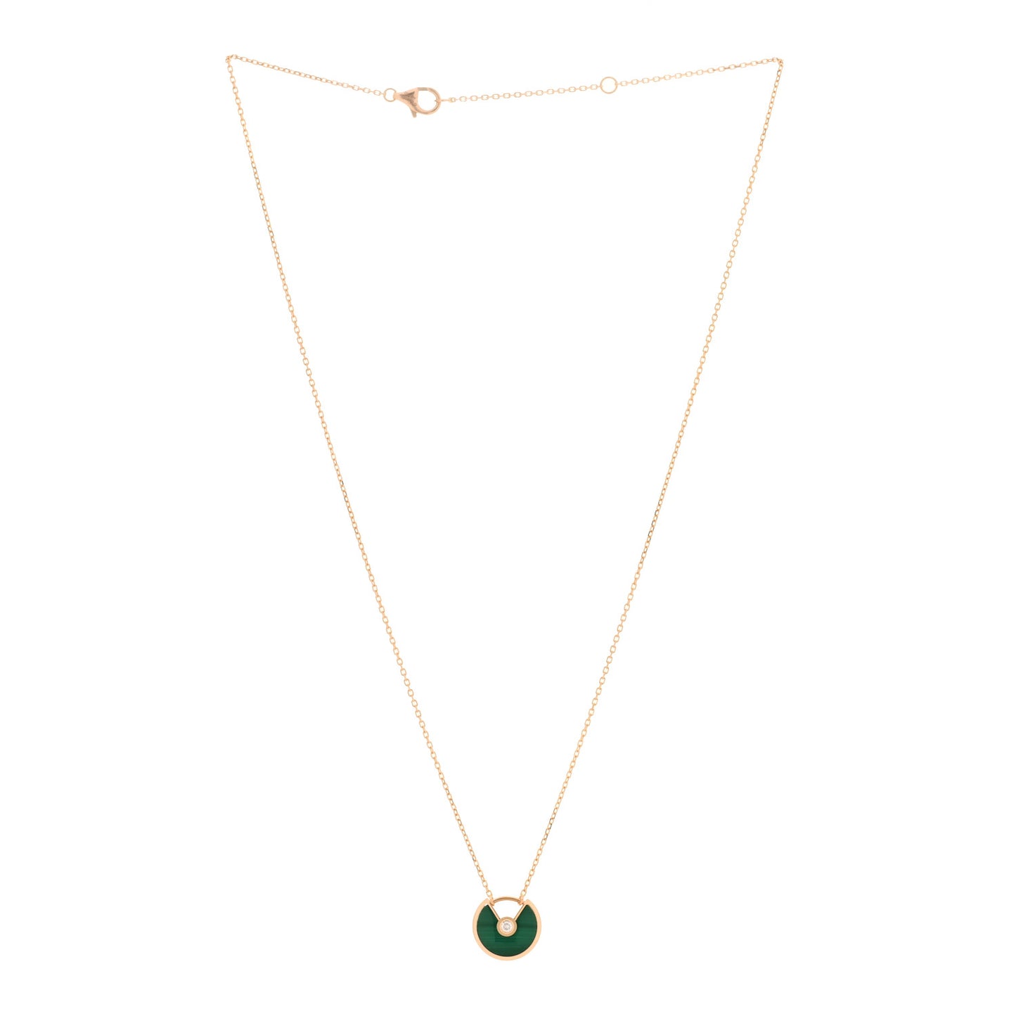 18K Pink Gold Diamond Malachite XS Amulette de Cartier Pendant Necklace