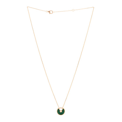 Cartier 18K Pink Gold Diamond Malachite XS Amulette de Cartier Pendant Necklace 2 of 4