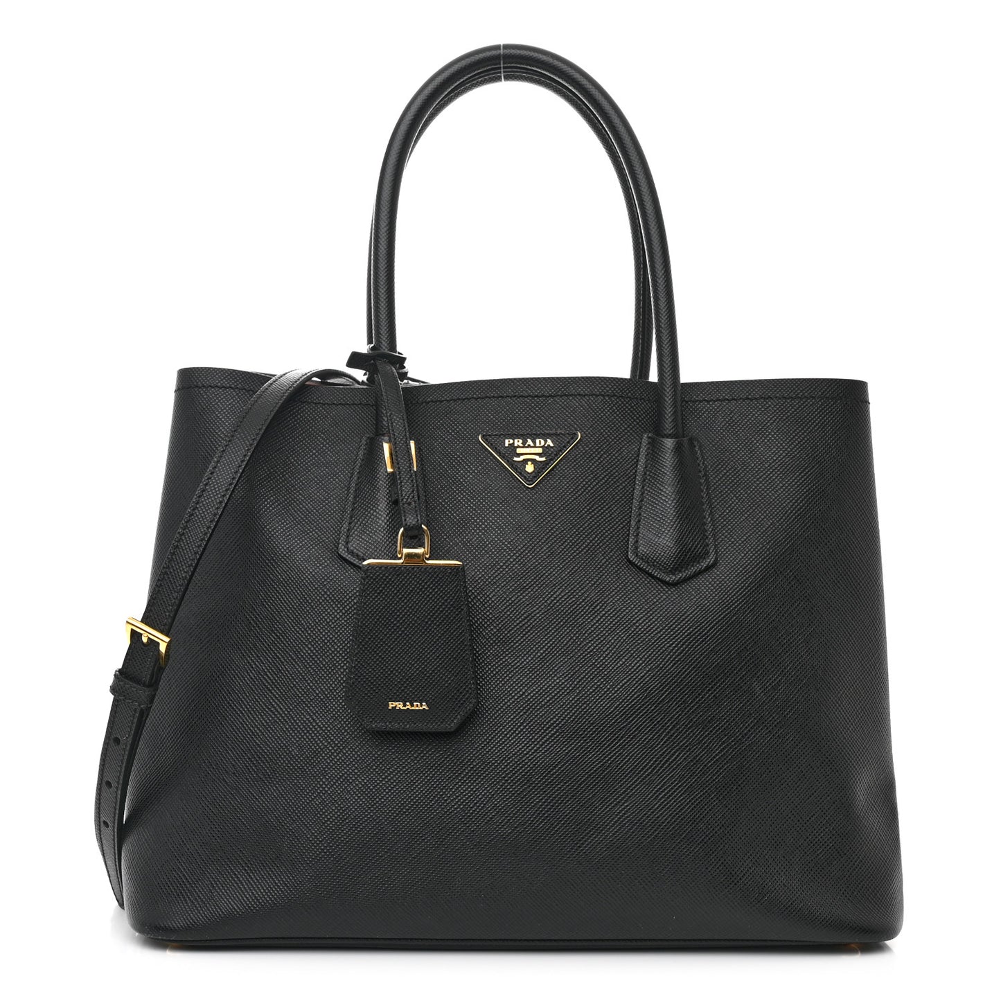 Saffiano Cuir Medium Double Bag Black Mughetto