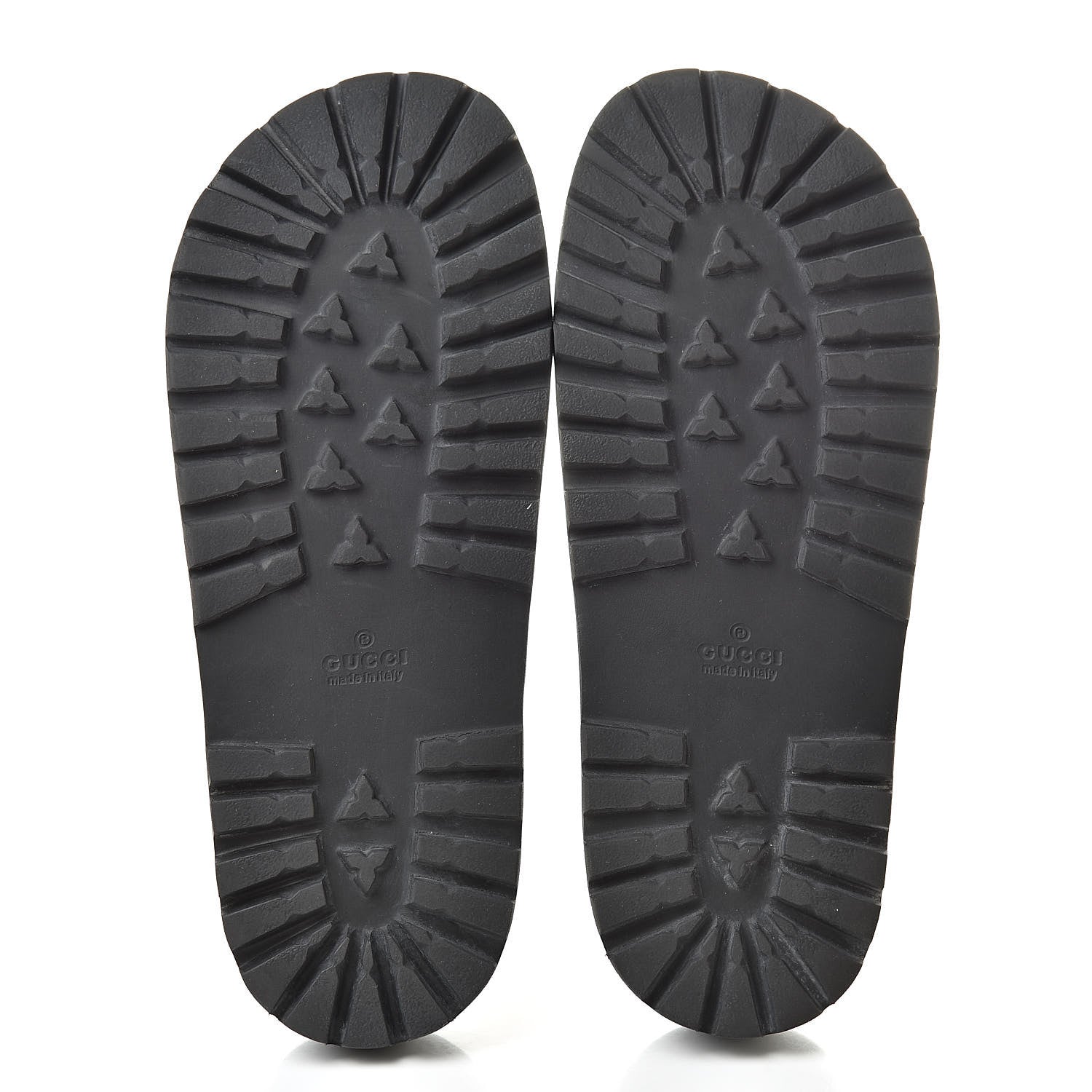 Gucci Rubber Web Mens Lug Sole Slide Sandals 9 Black Green Red 5 of 7