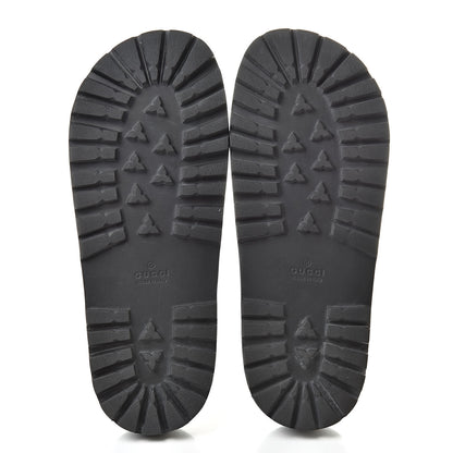 Gucci Rubber Web Mens Lug Sole Slide Sandals 9 Black Green Red 5 of 7