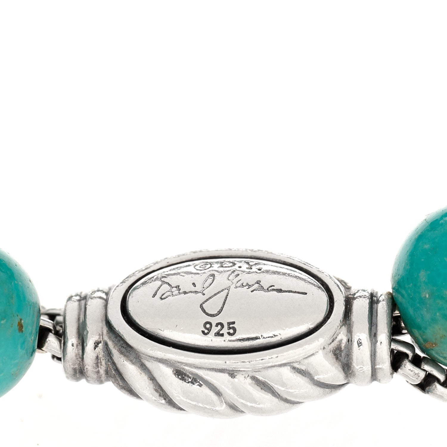 David Yurman Sterling Silver Turquoise 8mm Spiritual Beads Adjustable Bracelet 4 of 4
