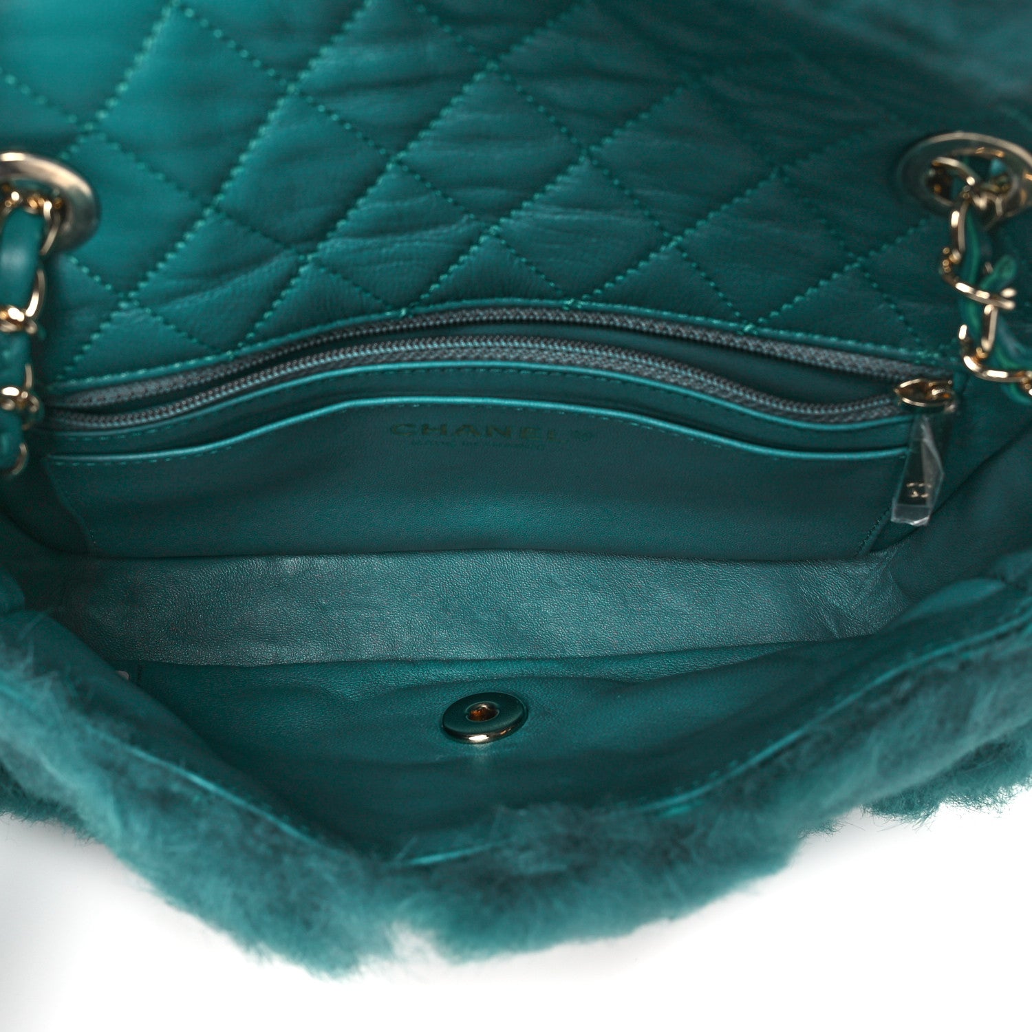 Chanel Shearling Lambskin Quilted Flap Green 5 of 10