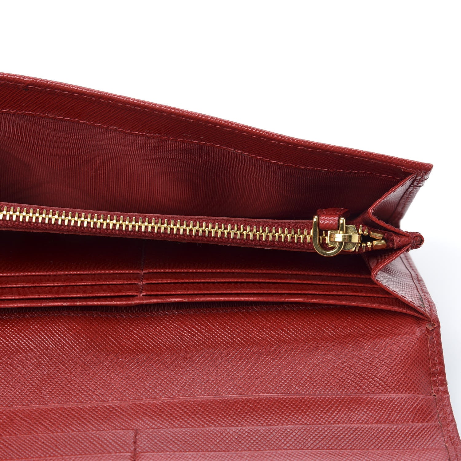 Prada Saffiano Metal Continental Flap Wallet Fuoco 4 of 7