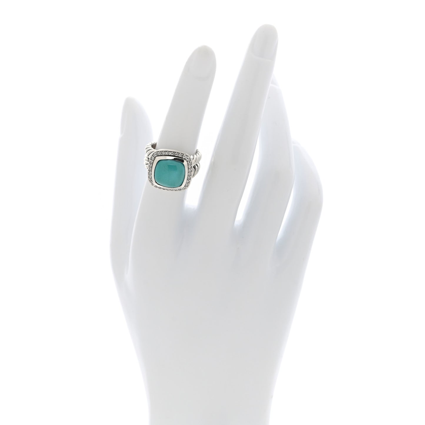 Sterling Silver Diamond Turquoise 11mm Albion Ring 52 6
