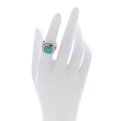 David Yurman Sterling Silver Diamond Turquoise 11mm Albion Ring 52 6 2 of 5