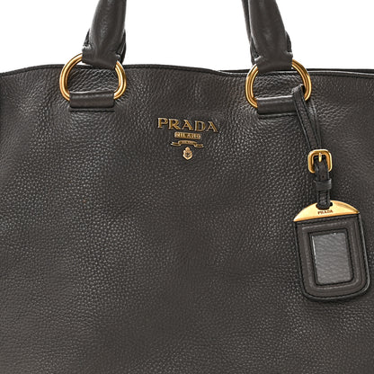 Prada Vitello Daino Bi-Color Shopping Tote Marmo Black 7 of 9