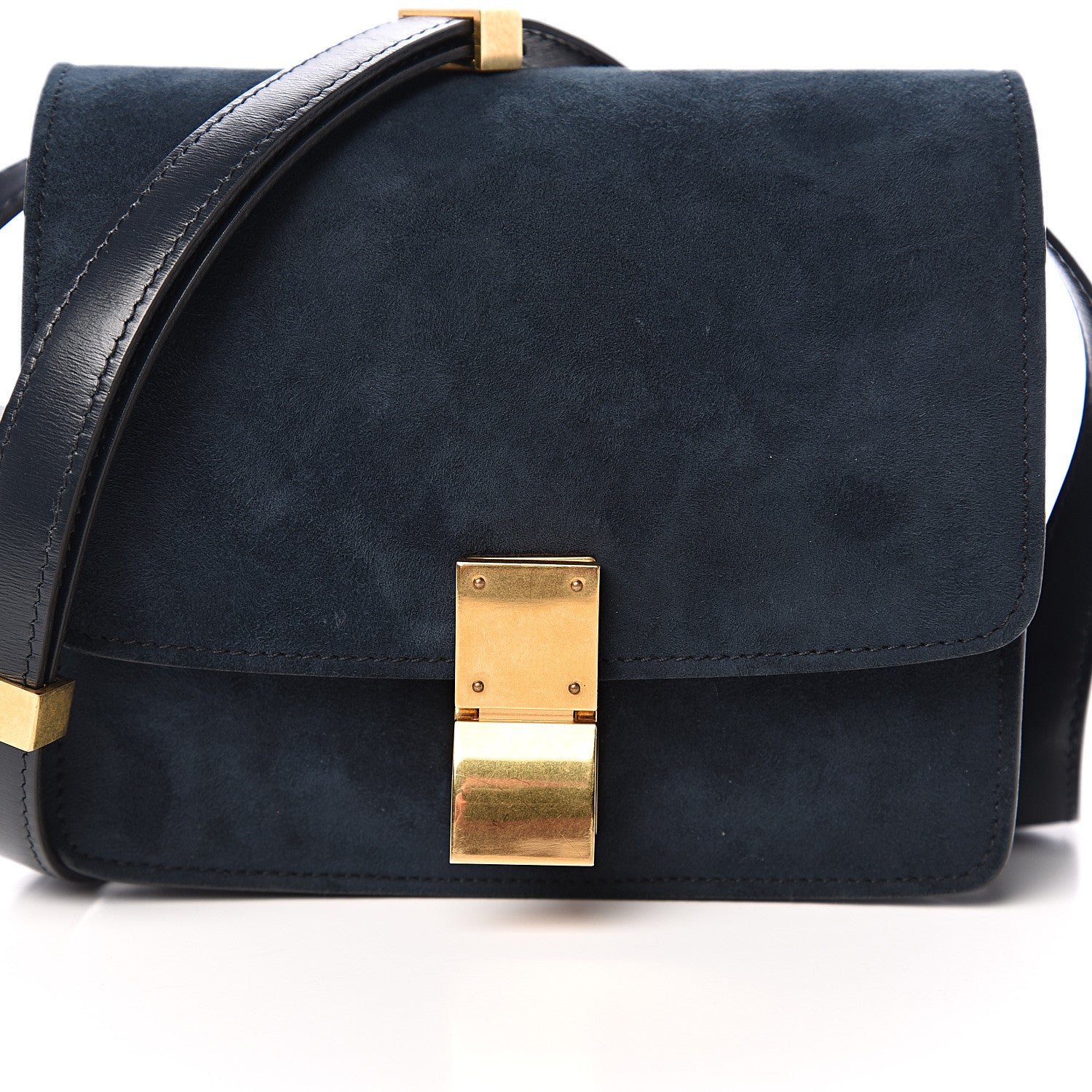 Celine Suede Small Classic Box Flap Bag Petrol 8 of 9