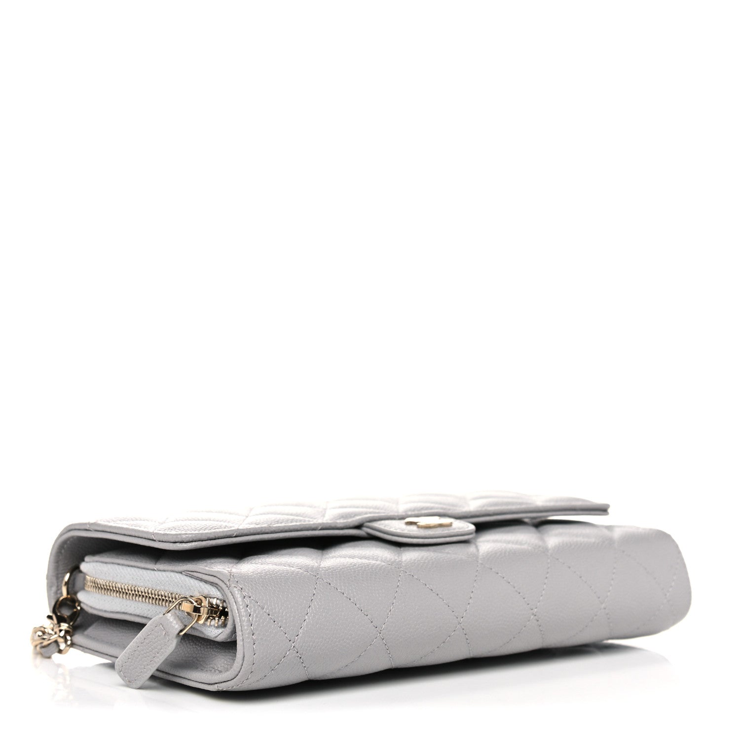 Chanel Caviar Quilted Phone Holder Wallet on Removable Chain Grey 3 of 10