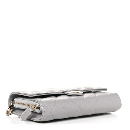 Chanel Caviar Quilted Phone Holder Wallet on Removable Chain Grey 3 of 10