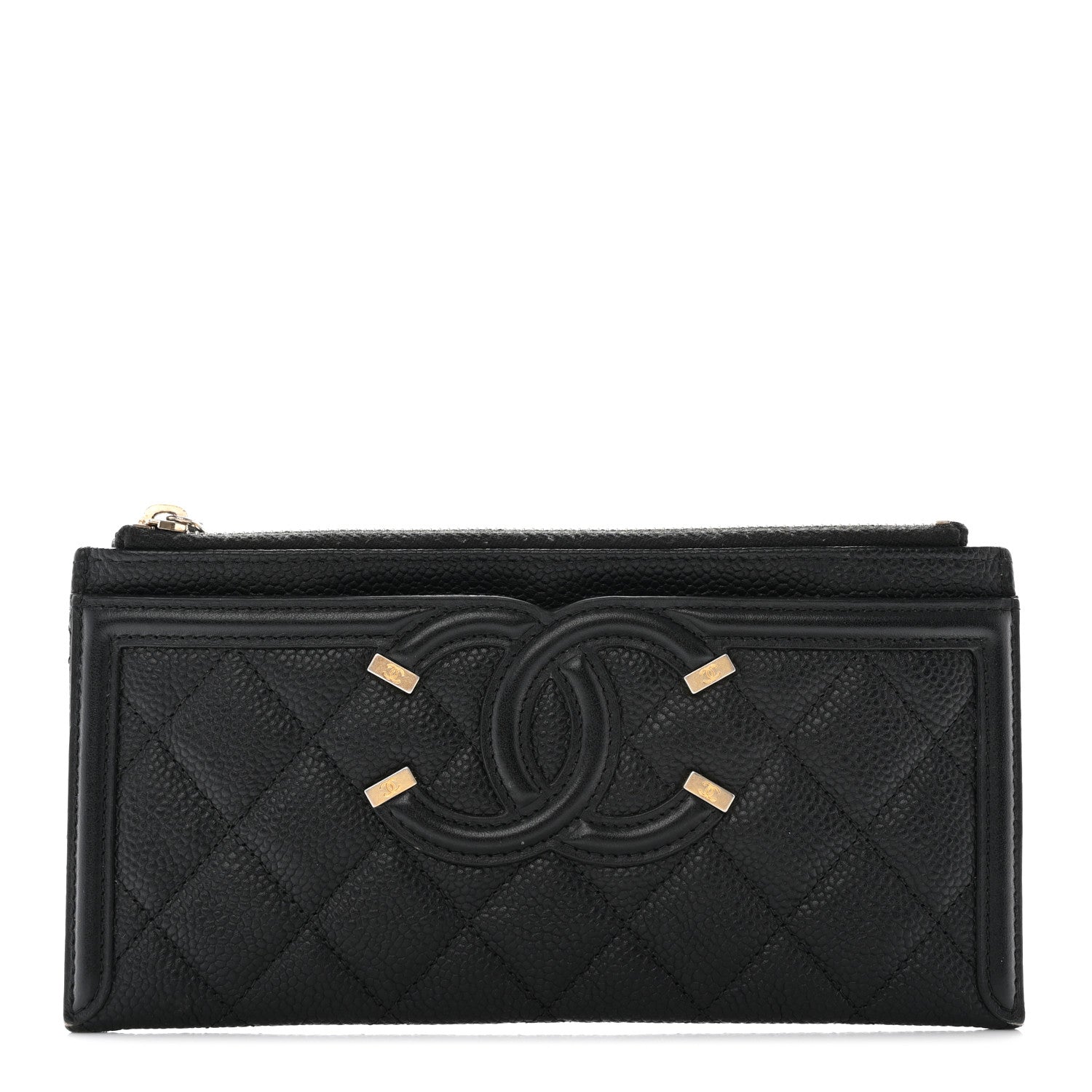 Chanel Caviar Quilted Filigree Zip Pouch Black 1 of 12
