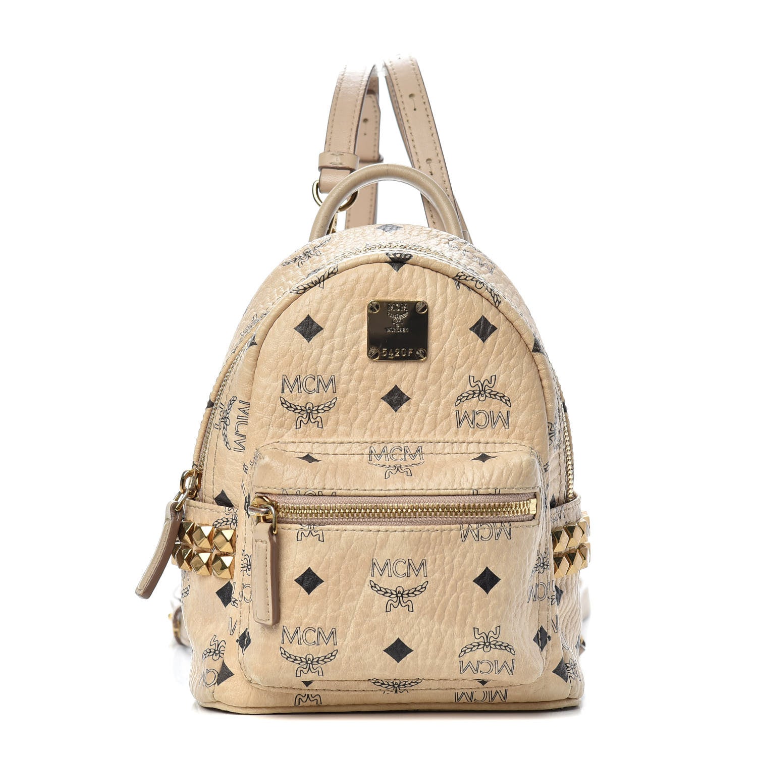 MCM Visetos Side Stud X-Mini Stark Backpack Beige 1 of 10