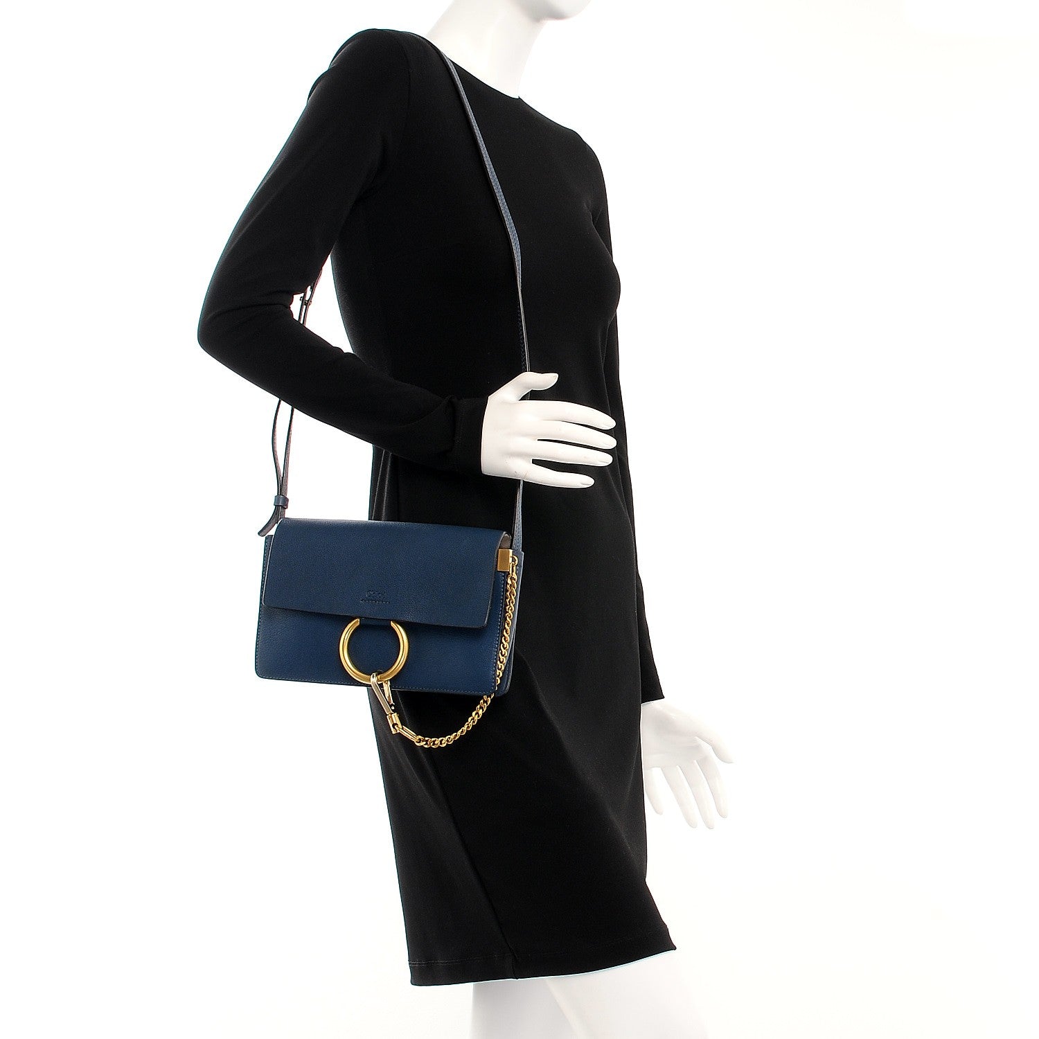 Chloe Calfskin Small Faye Shoulder Bag Denim Blue 2 of 8