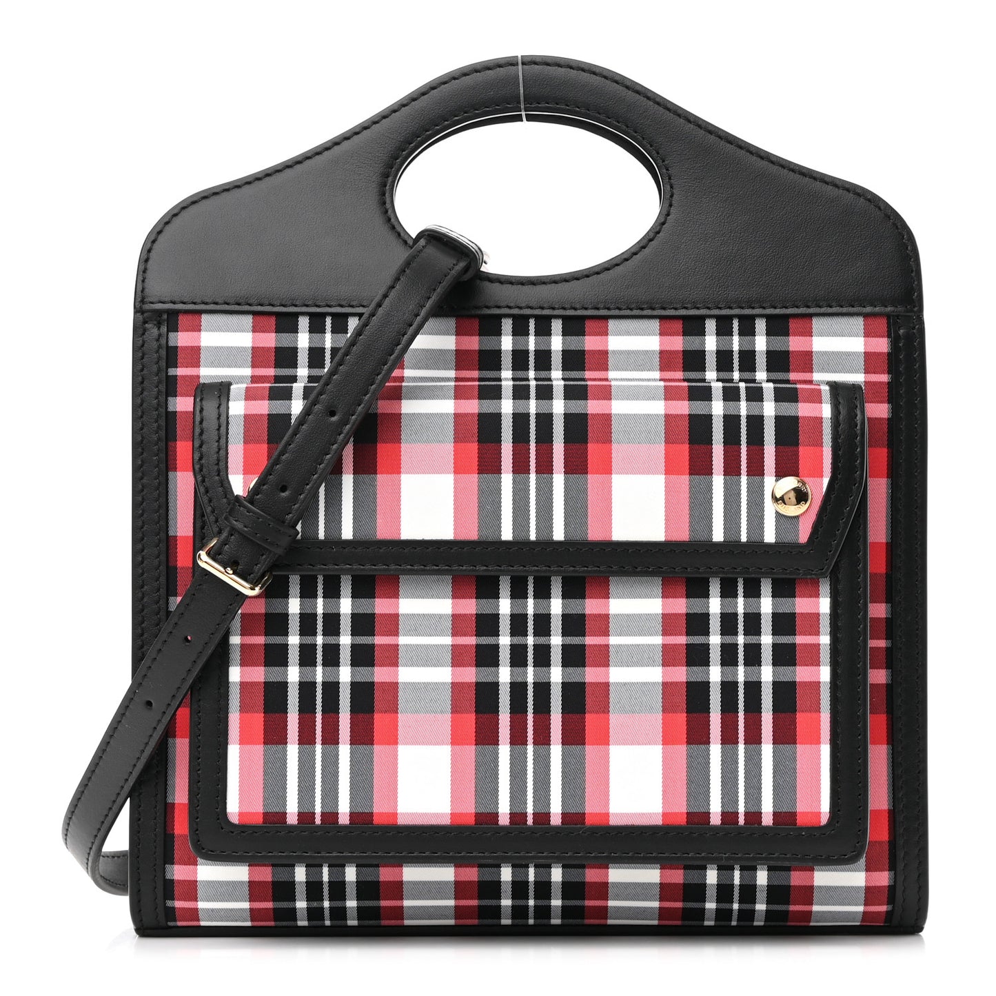 Calfskin Nylon Tartan Mini Pocket Bag Bright Red