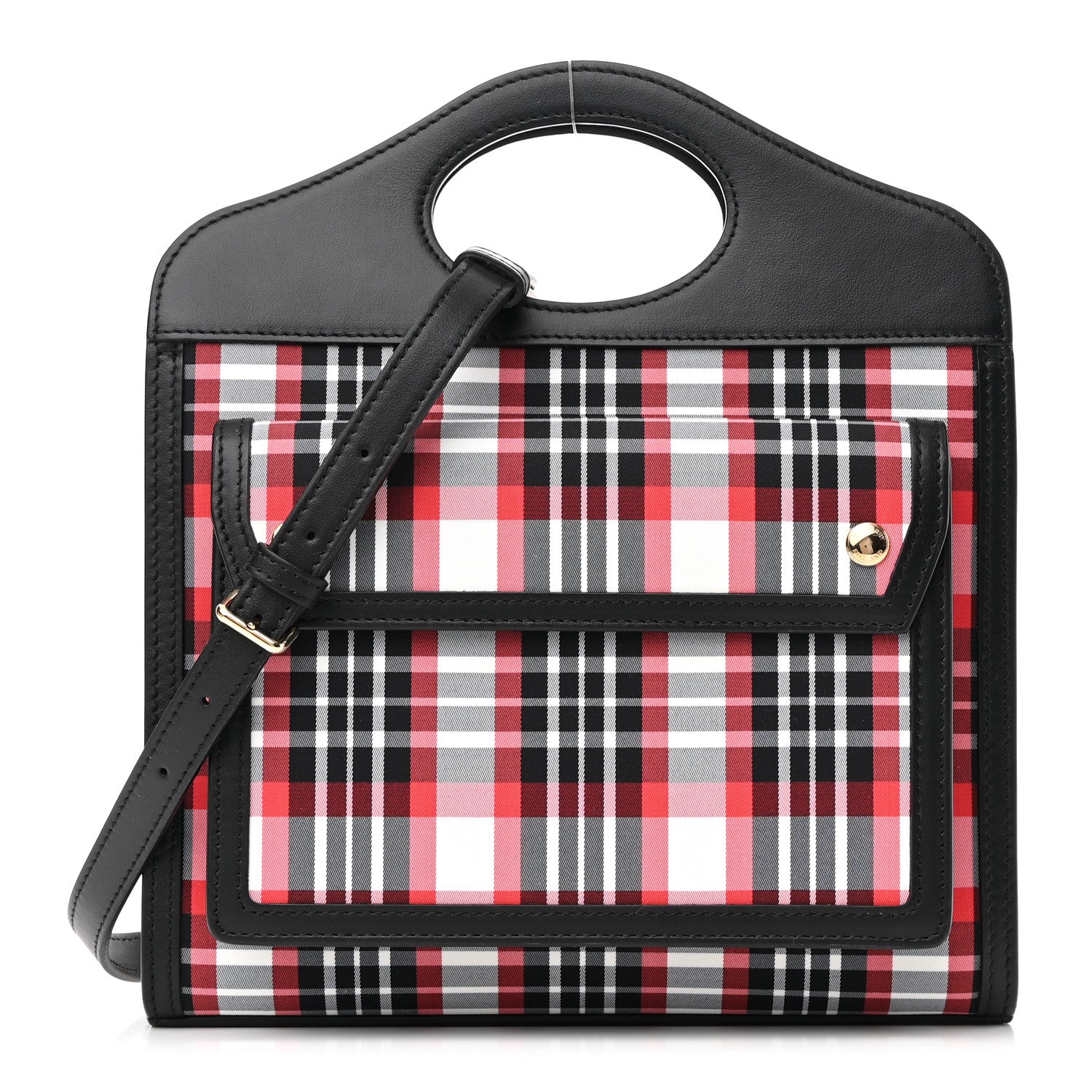 Burberry Calfskin Nylon Tartan Mini Pocket Bag Bright Red 1 of 9