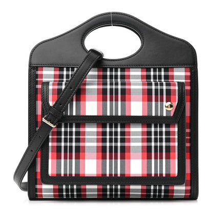 Burberry Calfskin Nylon Tartan Mini Pocket Bag Bright Red 1 of 9