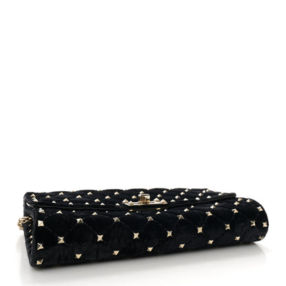 Valentino Garavani Velvet Rockstud Spike Wallet on Chain Black 4 of 11