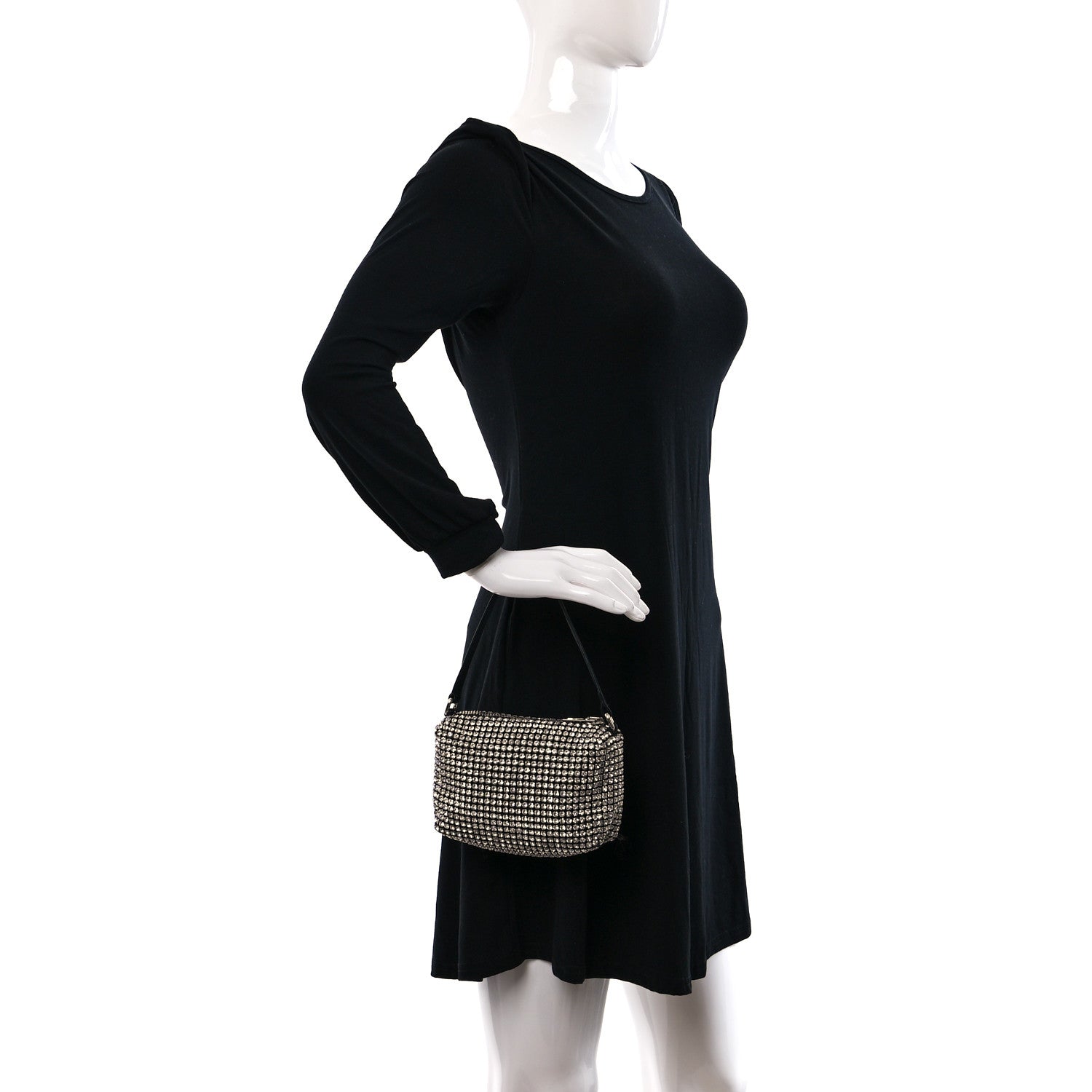 Alexander Wang Mesh Crystal Rhinestone Mini Heiress Pouch Black Silver 2 of 10