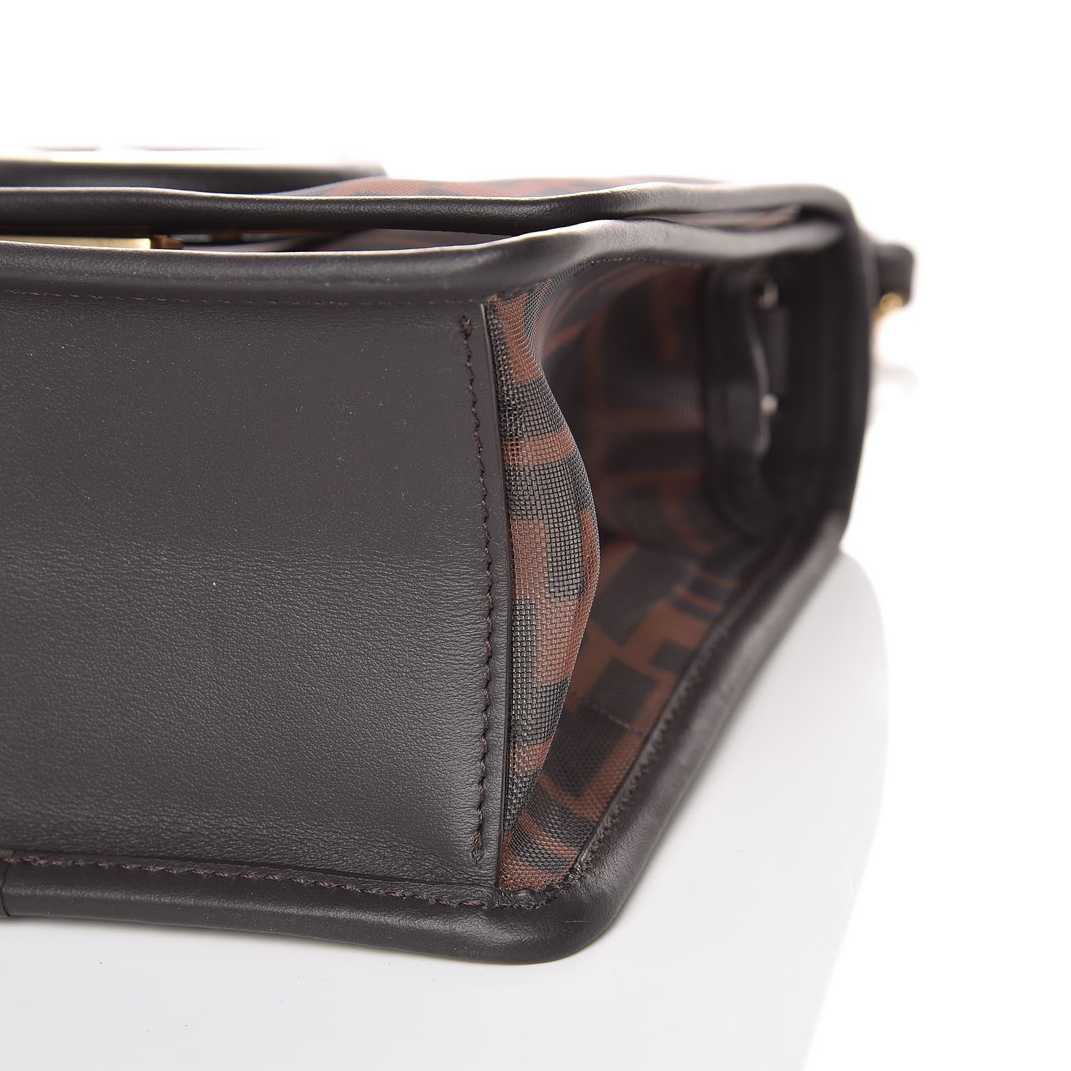 Fendi Mesh Vitello Century F is Fendi FF 1974 Small Kan I Shoulder Bag Marrone Black Ebano 9 of 10