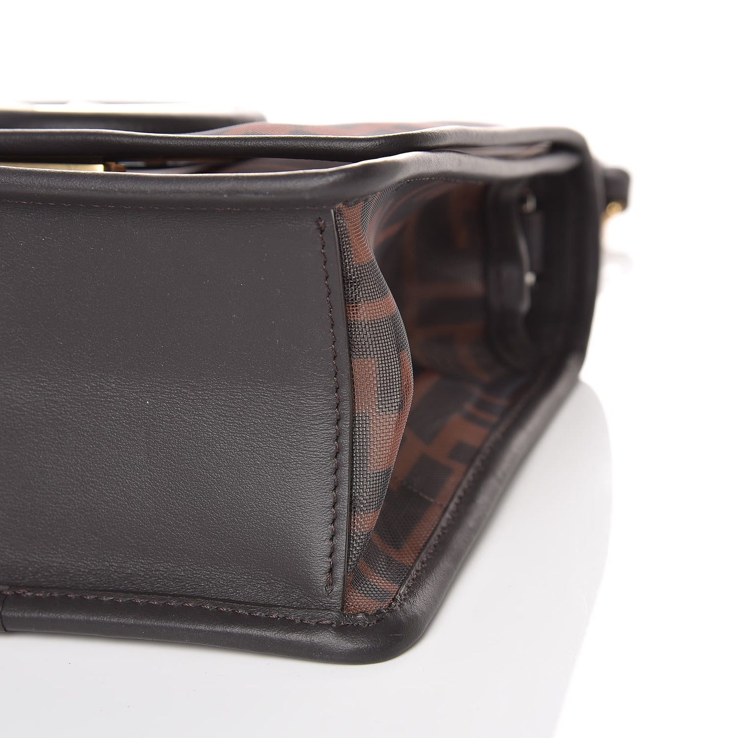 Mesh Vitello Century F is Fendi FF 1974 Small Kan I Shoulder Bag Marrone Black Ebano