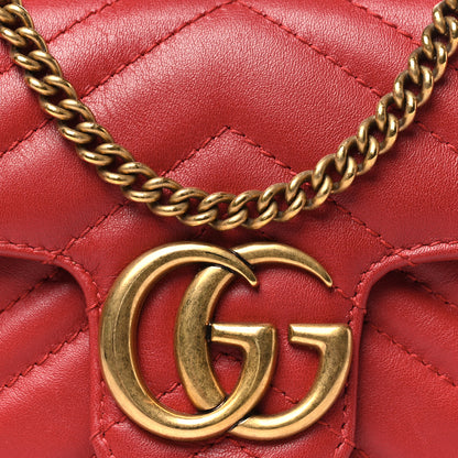 Gucci Calfskin Matelasse Super Mini GG Marmont Shoulder Bag Hibiscus Red 8 of 10