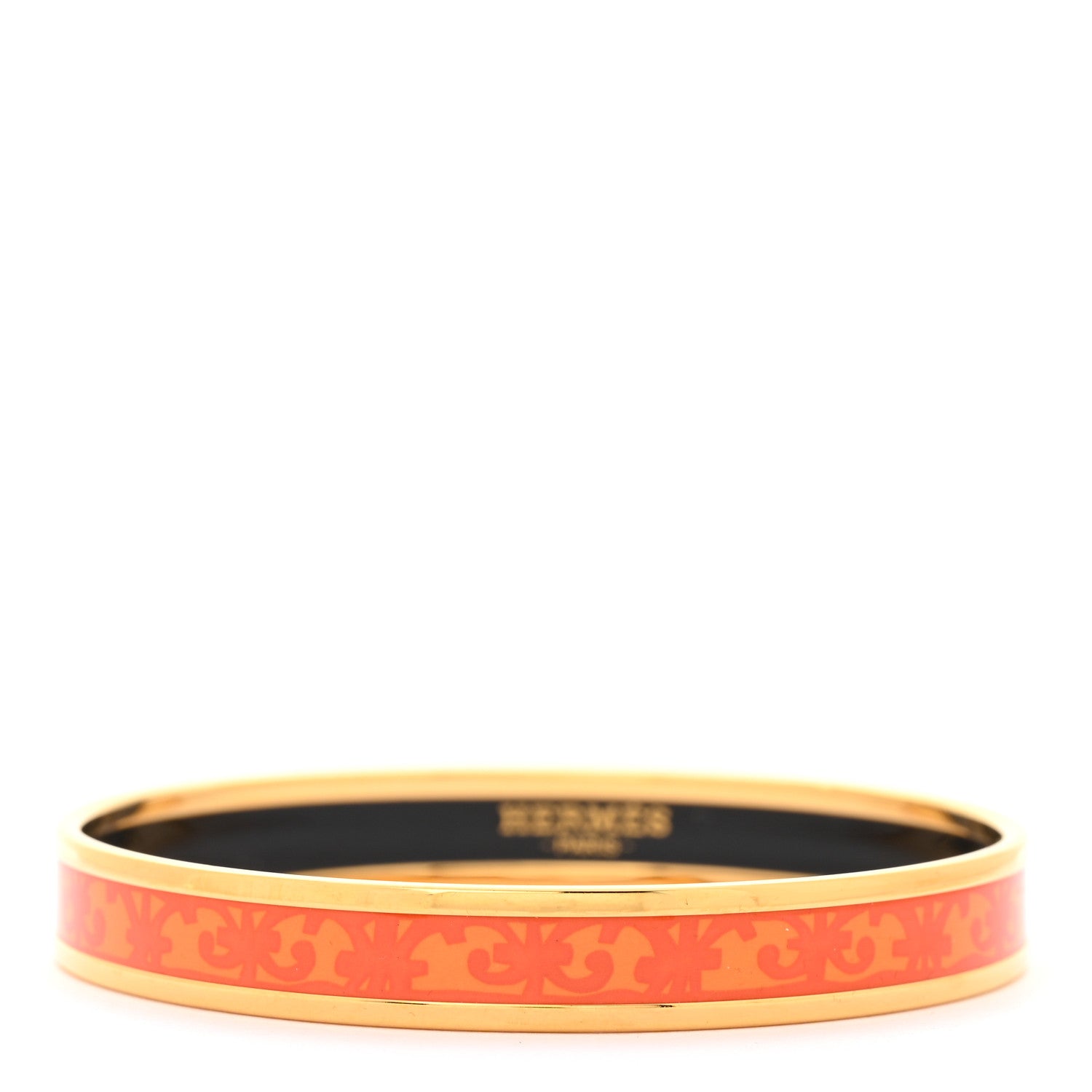 Hermes Enamel Printed Narrow Balcon du Guadalquivir Bracelet 65 Orange 1 of 5
