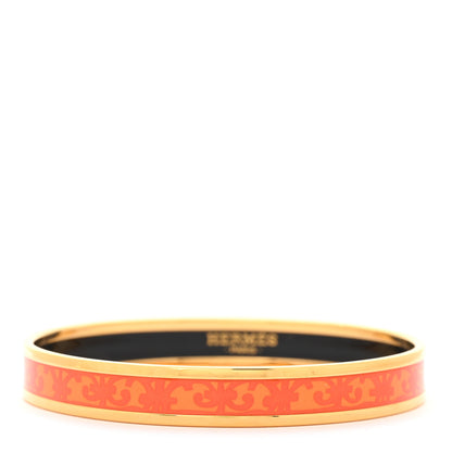 Hermes Enamel Printed Narrow Balcon du Guadalquivir Bracelet 65 Orange 1 of 5