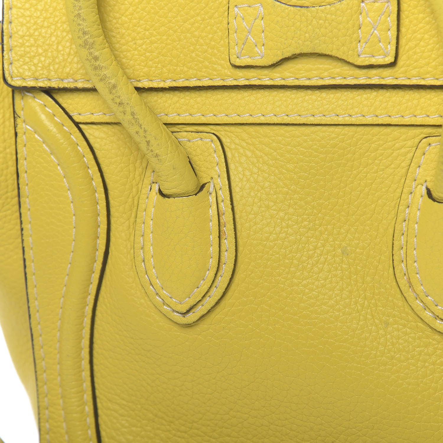 Celine Drummed Calfskin Nano Luggage Citron 14 of 20