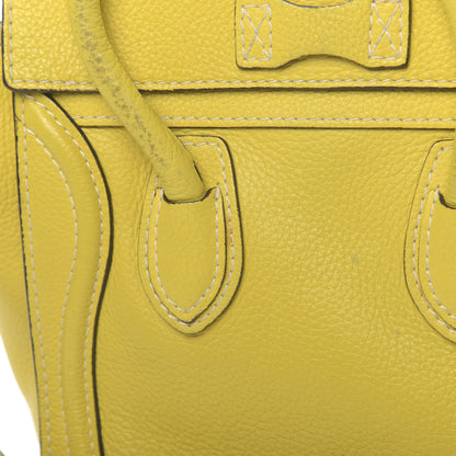Celine Drummed Calfskin Nano Luggage Citron 14 of 20