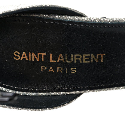Saint Laurent Glitter Amber 105 Ankle Strap Sandals 39.5 Silver 8 of 8