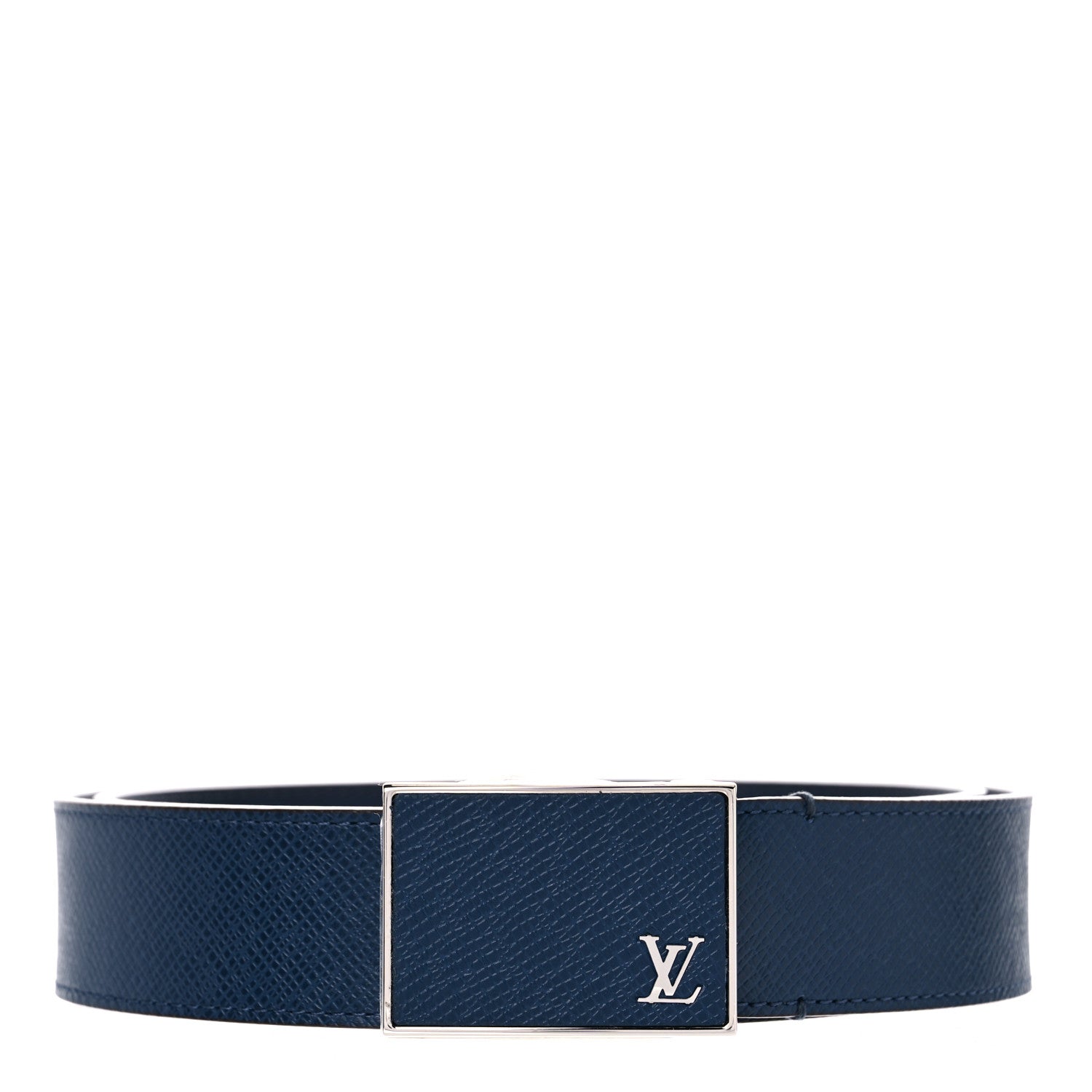 Louis Vuitton Taiga Mens 35mm Metropole Belt 95 38 Blue Marine 1 of 6