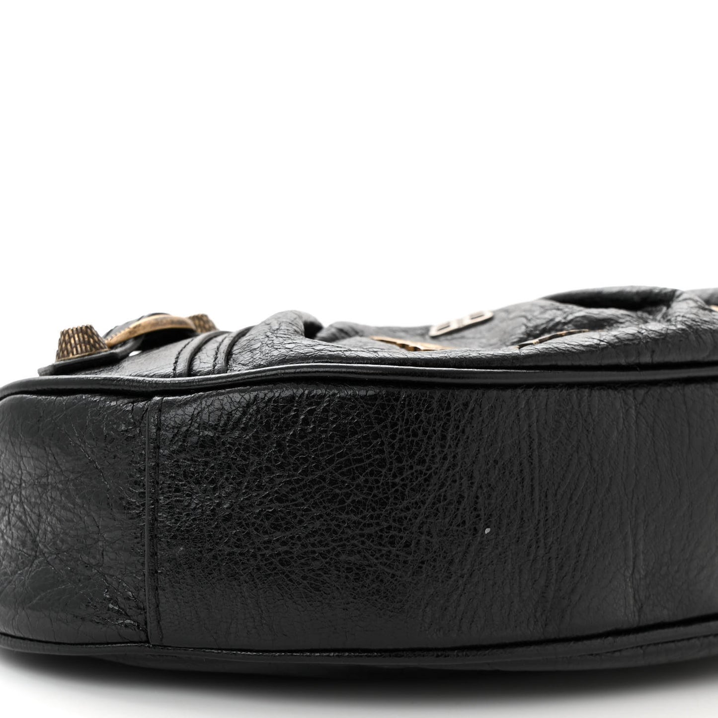 Agneau Arena Pin Embellished Le Cagole Shoulder Bag XS Black