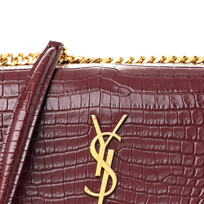 Saint Laurent Calfskin Crocodile Embossed Medium Monogram Sunset Rouge Legion 8 of 11