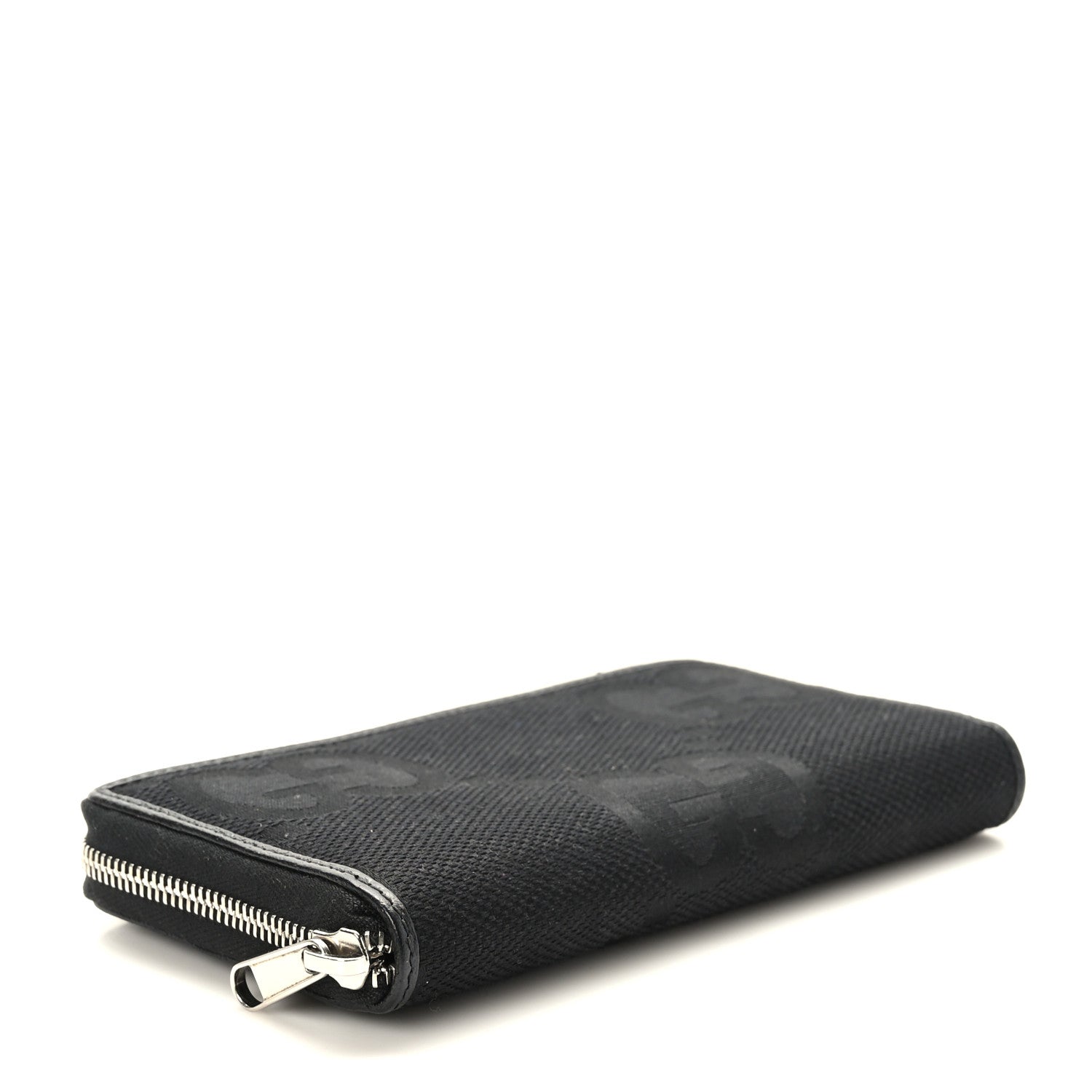 Gucci Canvas Monogram Jumbo GG Textured Dollar Calfskin Continental Wallet Black 4 of 7