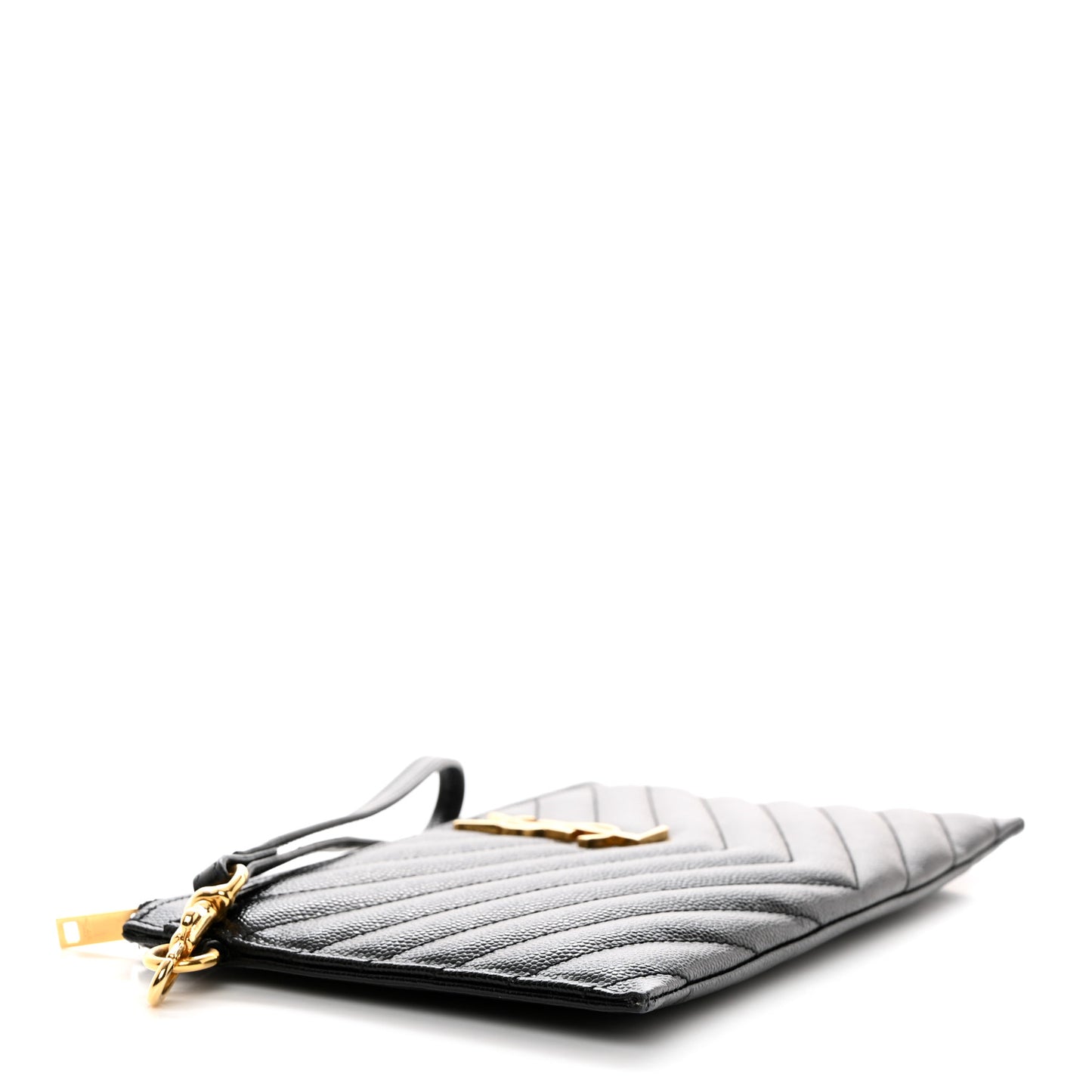 Grain De Poudre Chevron Monogram Large Bill Pouch Black