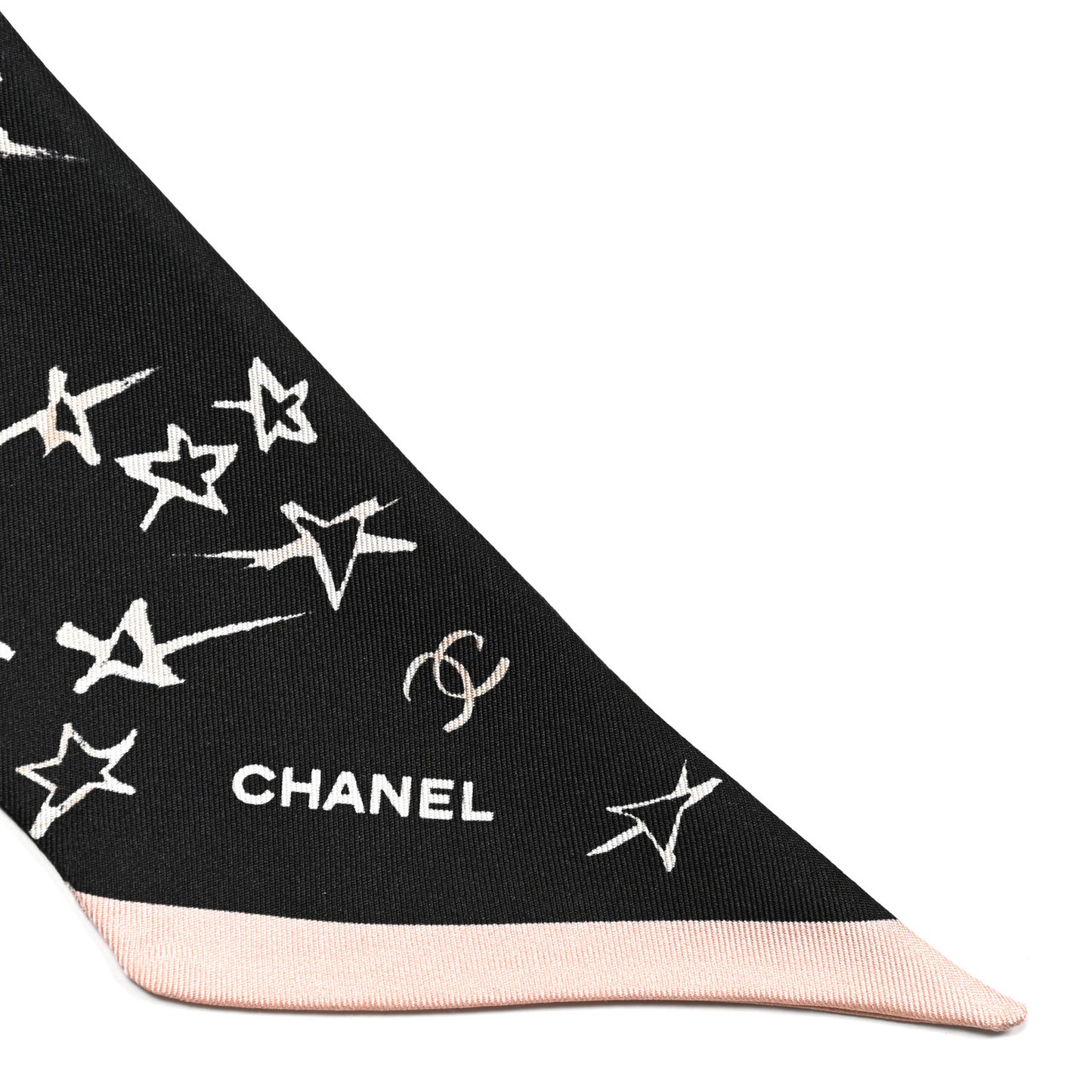 Silk Stars CC Slim Bandeau Scarf Black Ecru Light Pink