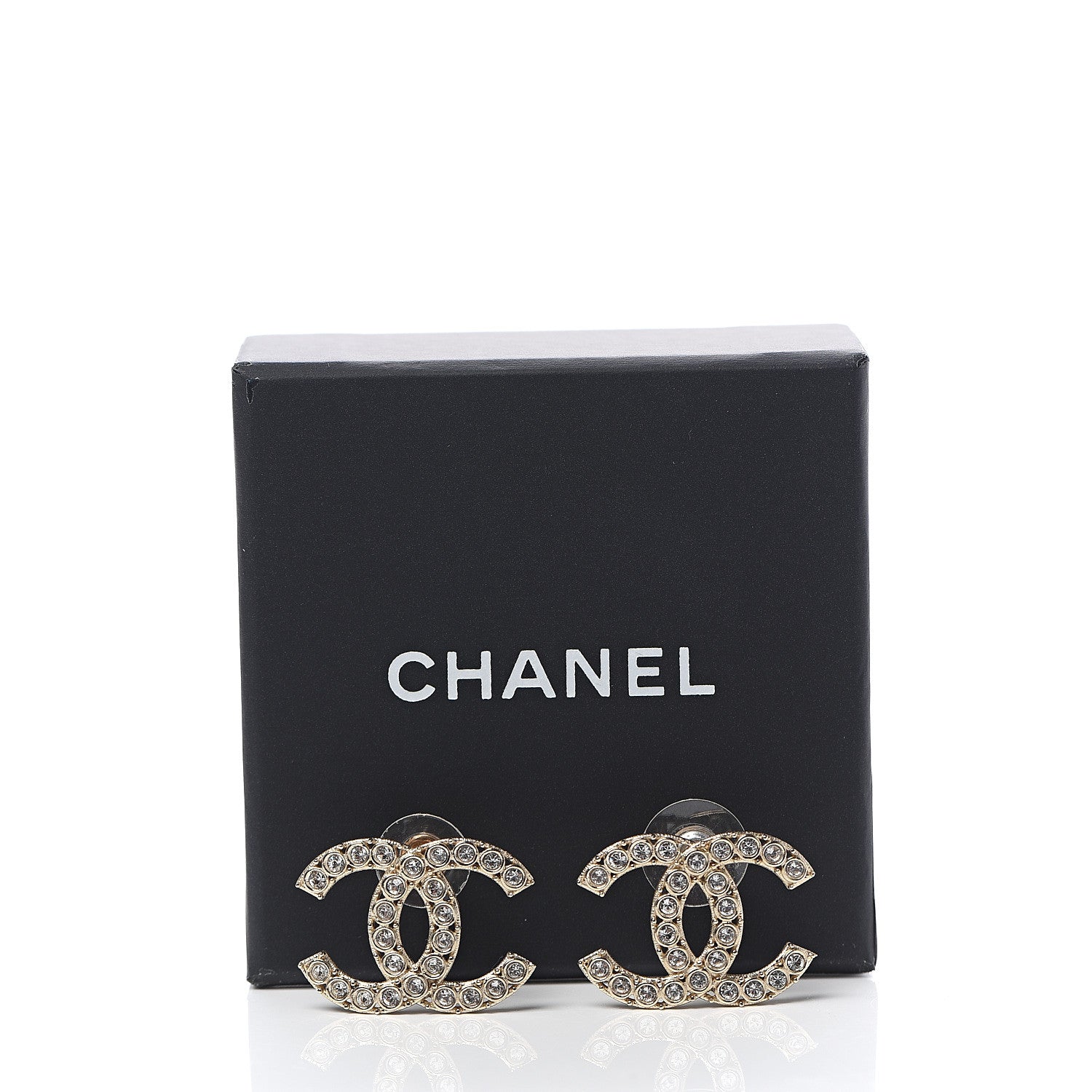 Chanel Crystal CC Earrings Gold 6 of 6