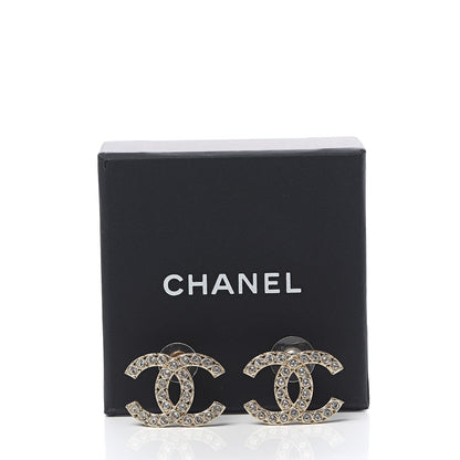 Chanel Crystal CC Earrings Gold 6 of 6