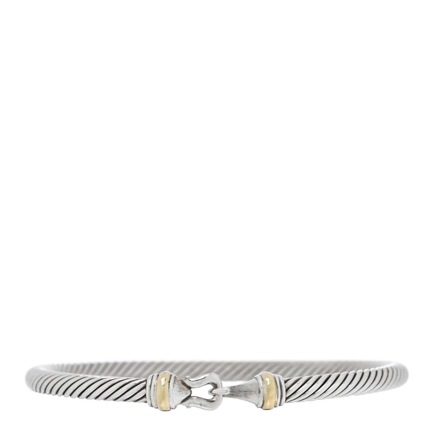 Sterling Silver 18K Yellow Gold 4mm Cable Classic Buckle Bracelet