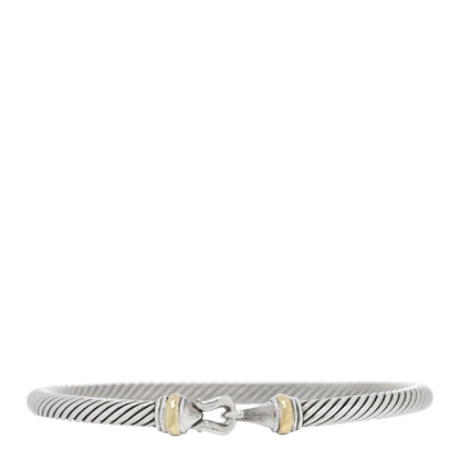 David Yurman Sterling Silver 18K Yellow Gold 4mm Cable Classic Buckle Bracelet 1 of 3
