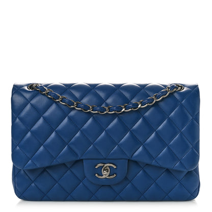 Chanel Lambskin Quilted Jumbo Double Flap Blue 1 of 9