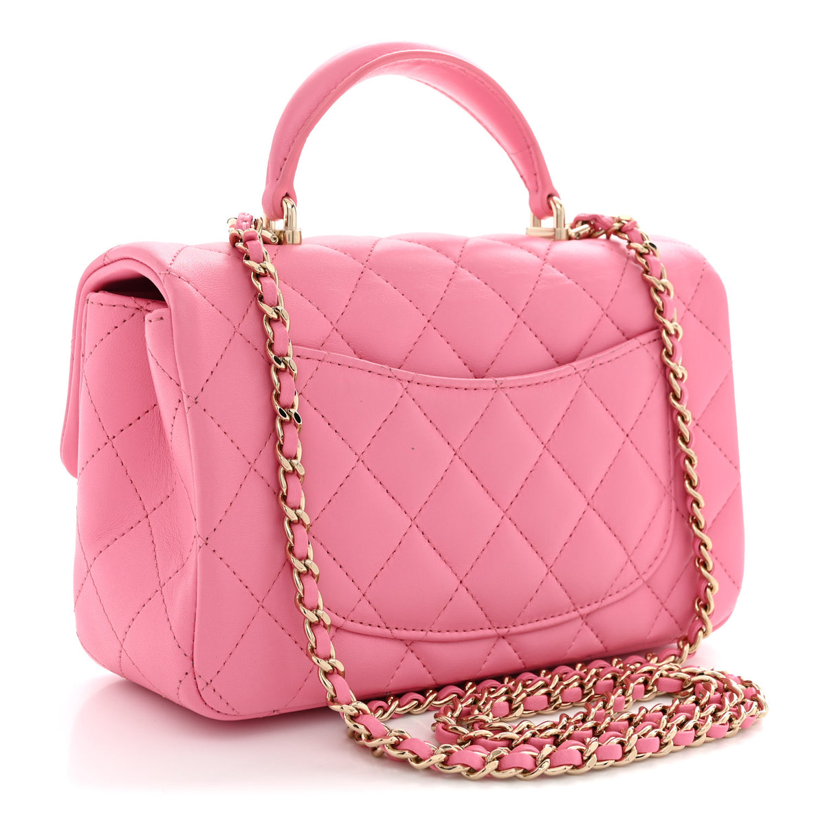 Chanel Lambskin Quilted Mini Top Handle Rectangular Flap Light Pink 3 of 12