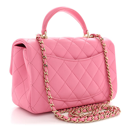 Chanel Lambskin Quilted Mini Top Handle Rectangular Flap Light Pink 3 of 12