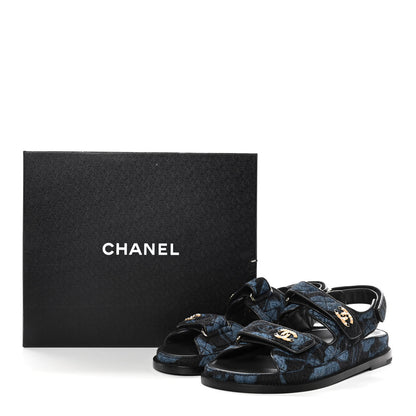 Chanel Denim Velcro Dad Sandals 39 Dark Grey Blue Black 9 of 9