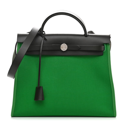 Hermes Vache Hunter Toile Herbag Zip 31 PM Bambou Kaki 1 of 12