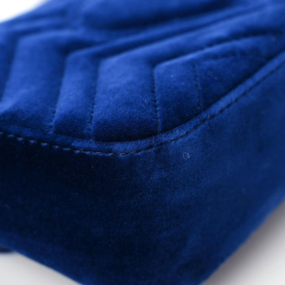 Gucci Velvet Matelasse Mini GG Marmont Shoulder Bag Cobalt Blue 11 of 16