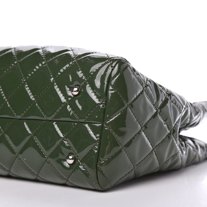 Chanel Patent Quilted Large Coco Shine Shopping Tote Dark Green 7 of 11