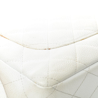 Chanel Caviar Quilted Jumbo Single Flap White 24 of 26