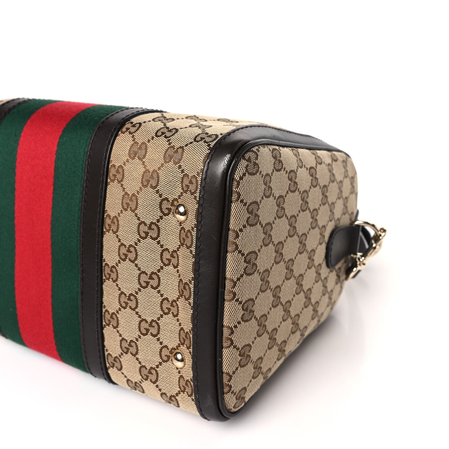 Monogram Selleria Calfskin Vintage Web Medium Boston Beige Ebony Cocoa