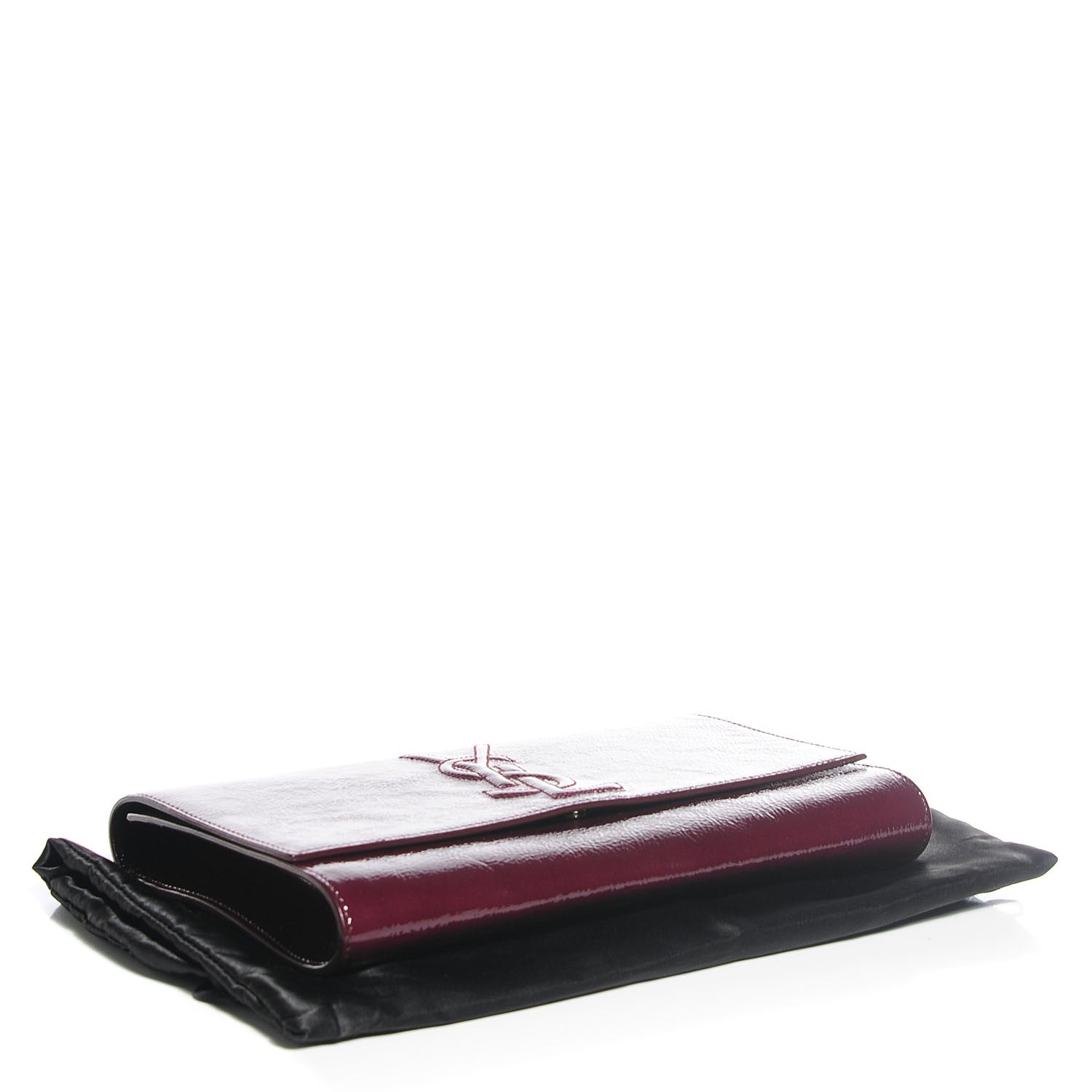 Saint Laurent Textured Patent Monogram Large Belle De Jour Clutch Burgundy 4 of 7